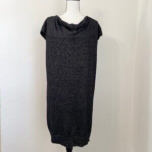 Evan Picone Party Holiday Dress. Black Gold Metalic Size L